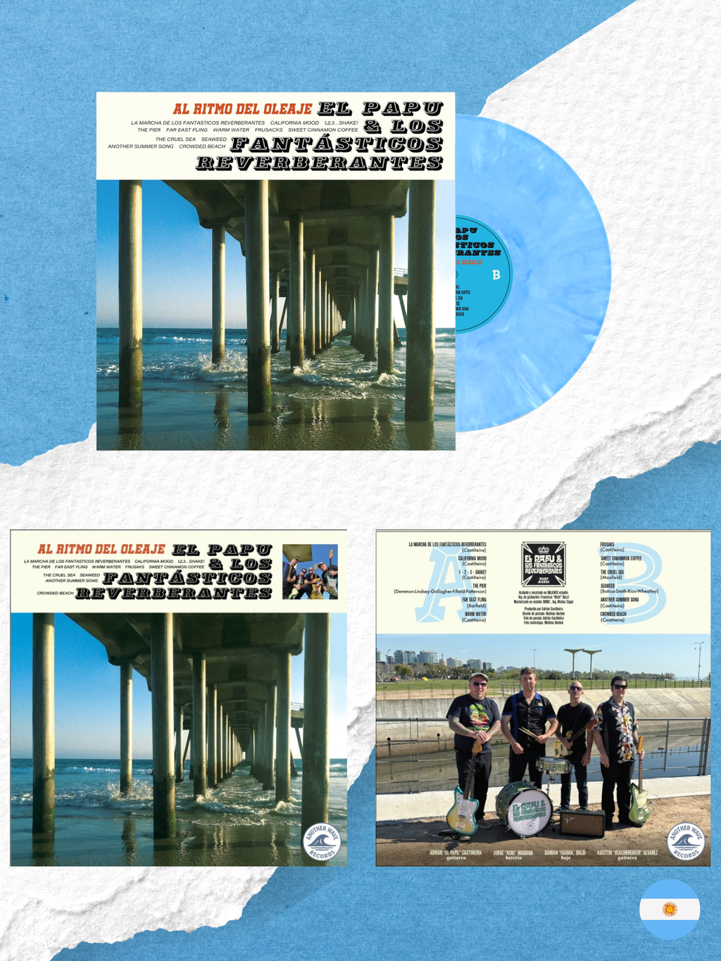 El Papu & Los Fantásticos Reverberantes – Al Ritmo del Oleaje (Surf Blue Vinyl LP)
