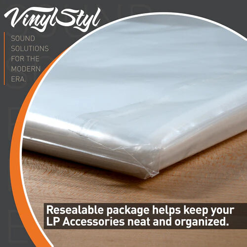 Vinyl Styl®VS-P-012 12 Inch Outer Record Sleeves - Resealable Flap - 50 Count (Clear)
