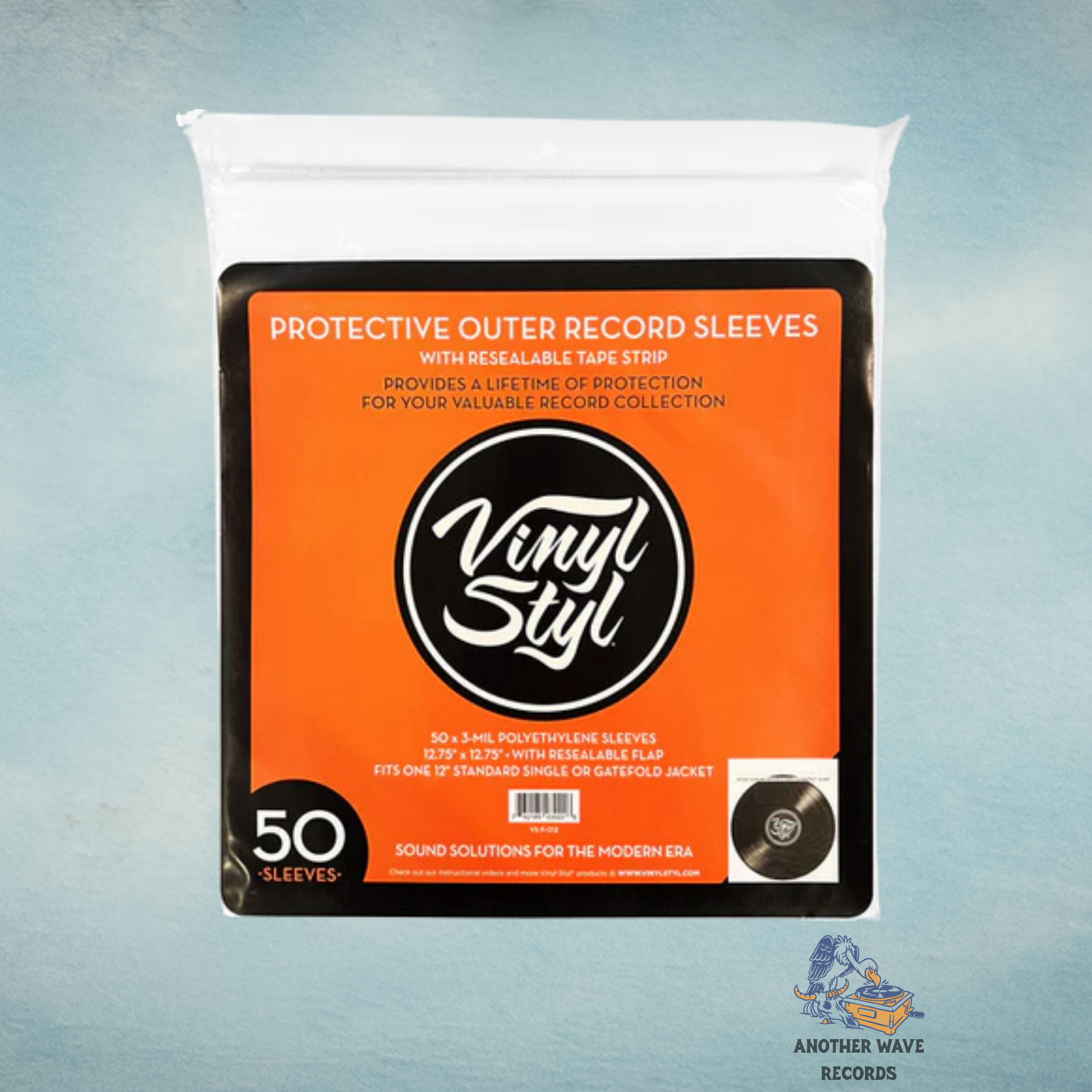 Vinyl Styl®VS-P-012 12 Inch Outer Record Sleeves - Resealable Flap - 50 Count (Clear)